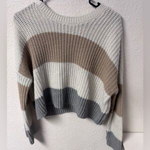 moon & madison Colorblock Knit Sweater - Cream, White, Gray